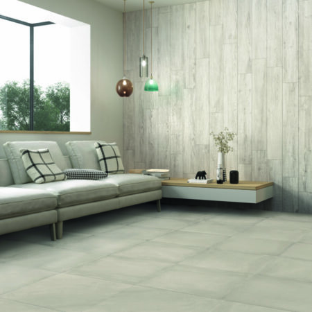 Concrete effect porcelain tiles